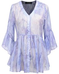 Smart and Joy - Chiffon Shirt With Tulip Sleeves And Abstract Print - Lyst