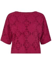 Raffya - Opal Broderie Anglaise Split Open Back Blouse - Lyst