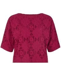 Raffya - Opal Broderie Anglaise Split Open Back Blouse - Lyst