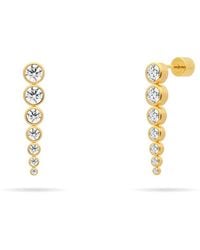 Meulien - Graduated Bezel Set Chain Earrings - Lyst
