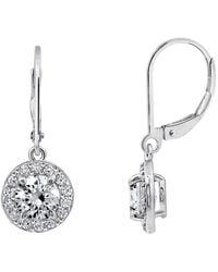 Diamonbliss - Leverback Drop Halo Earrings, One Carat - Lyst