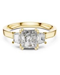 Aya Fine Jewelry - Radiant Cut Three Stone Lab Diamond Ring With Baguette Side Stones - Lyst