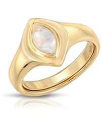 Glamrocks Jewelry - Marquise Signet Ring- Mother Of Pearl - Lyst