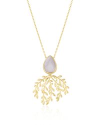 Spero London - Mother Of Pearl Olive Branch Sterling Silver Necklace - Lyst