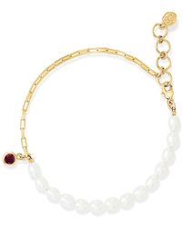 Dower & Hall - Luna Pearl & Garnet Charm Bracelet - Lyst