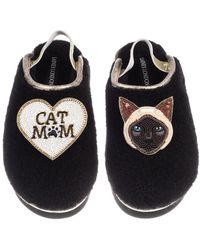 Laines London - Flatform Cloud Slippers With Siamese Cat & Cat Mum Mom Brooches - Lyst