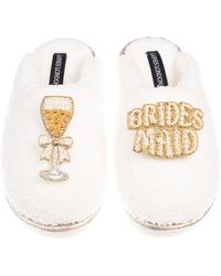 Laines London - Neutrals Teddy Closed Toe Slippers With Bridesmaid Brooches - Lyst