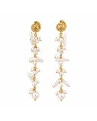 Lalinde - Neutrals Seashore Pearled Long Earrings - Lyst
