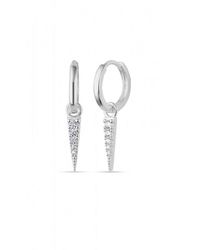 Spero London - Mini Pave Spike Charm Hoop Earrings Sterling - Lyst