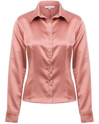 Maan Istanbul - Slim Fit Satin Dusty Rose Shirt - Lyst