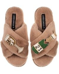 Laines London - Neutrals Classic Laines Slippers With Champagne & Glass 21St Birthday Brooches - Lyst