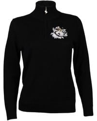 Laines London - Laines Couture Quarter Zip Jumper With Embellished & White Peony - Lyst