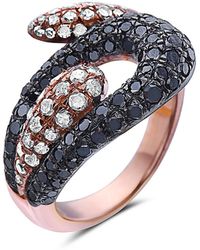 Artisan - Bypass Ring Black Diamond 925 Sterling Silver 18k Gold Handmade Jewelry - Lyst