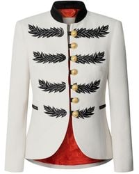 The Extreme Collection - Embroidered Premium Linen Ecru Blazer Renata Love - Lyst