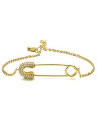 Genevive Jewelry - Genevive Sterling Plated With Cubic Zirconia Pin Adjustable Bracelet - Lyst