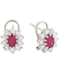 Artisan - Ruby Diamond Stud Clip-On Earrings In Gold - Lyst