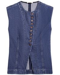 Nocturne - Button-Front Denim Vest - Lyst