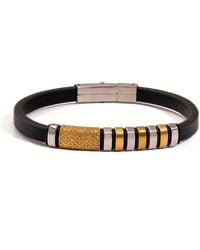 Ebru Jewelry - Fleur-De-Lis Dual Tone Leather Bracelet - Lyst