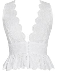 Miss Circle New York - Raia Eyelet Wave Trim Crop Vest Top - Lyst