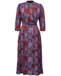Smart and Joy - Geometric Print Viscose Wrap Midi Dress - Lyst