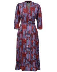 Smart and Joy - Geometric Print Viscose Wrap Midi Dress - Lyst