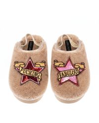 Laines London - Neutrals Flatform Cloud Slippers With & Fucking Fabulous Brooches - Lyst