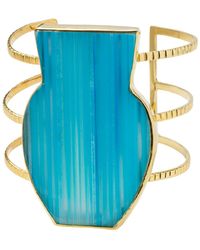 YAA YAA LONDON Blue Gemstone Gold Body Cuff Bracelet