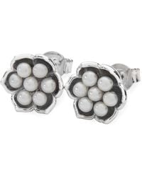 Lucy Quartermaine - Solid Sterling Royal Pearl Flower Studs - Lyst