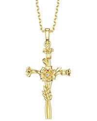 Vanimy - Floral Cross October Marigold Birth Flower Necklace - Lyst