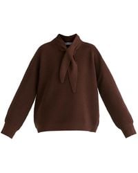 Paisie - Ribbed Jumper With Attached Scarf Tie - Lyst