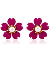 Milou Jewelry - Raspberry Buttercup Flower Earrings - Lyst