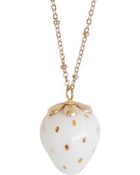 POPORCELAIN - Golden White Porcelain Strawberry Necklace - Lyst