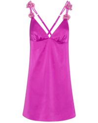 Empress Mimi - Orchidea Satin Slip Dress With Flower Detail - Lyst