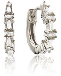 Lily & Roo - Small Baguette Diamond Style Huggie Hoop Earrings - Lyst