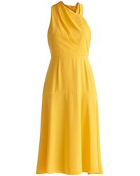 Paisie - Asymmetric Neck Midi Dress In Yellow - Lyst
