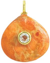 KAMARIA - Coral Gemstone Pendant With Topaz - Lyst