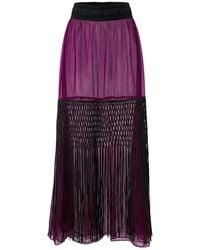 L2R THE LABEL - Embellished Plum Organza Tiered Sheer Skirt - Lyst