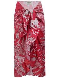 LOVEIST STORE - Coral Print Frilly Pareo Sarong - Lyst