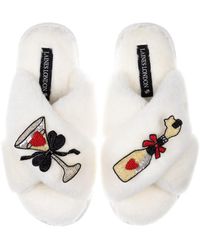 Laines London - Neutrals Classic Laines Slippers With Popping Champagne Brooches - Lyst