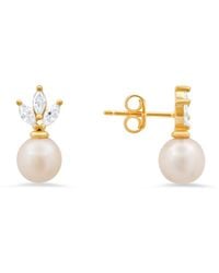Kylie Harper - Marquise-Cut Diamond Cz & Pearl Drop Stud Earrings - Lyst