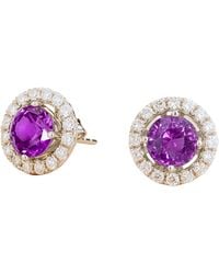 Juvetti - Floret Sapphire Round & Diamond Halo Stud Earrings - Lyst