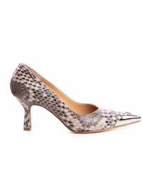 The 5Th Element - Neutrals Aven Snake Print Leather Pumps With Metal Tip - Lyst