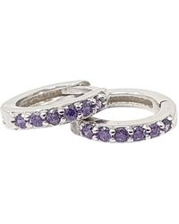 Harfi - Amethyst February Birthstone Small Huggie Hoops - Lyst