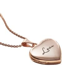 Posh Totty Designs - Rose Gold Plated Script 'love' Heart Locket Necklace - Lyst