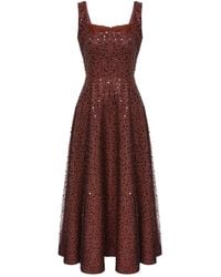POST MERIDIEM - Chocolate Embellished Midi Dress With Sequins & Beads - Lyst