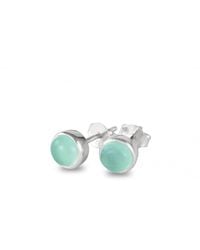 The Jewellery Store London - March Birthstone Earrings Studs – Aqua Chalcedony - Lyst