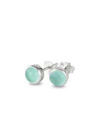 The Jewellery Store London - March Birthstone Earrings Studs – Aqua Chalcedony - Lyst