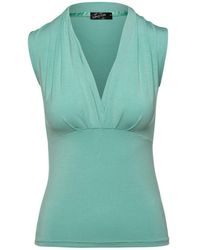 Conquista - Mint Sleeveless Faux Wrap Top - Lyst