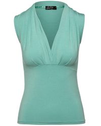 Conquista - Mint Sleeveless Faux Wrap Top - Lyst