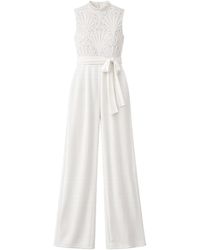 Yumi' - Ivory Lace Sleeveless Jumpsuit - Lyst